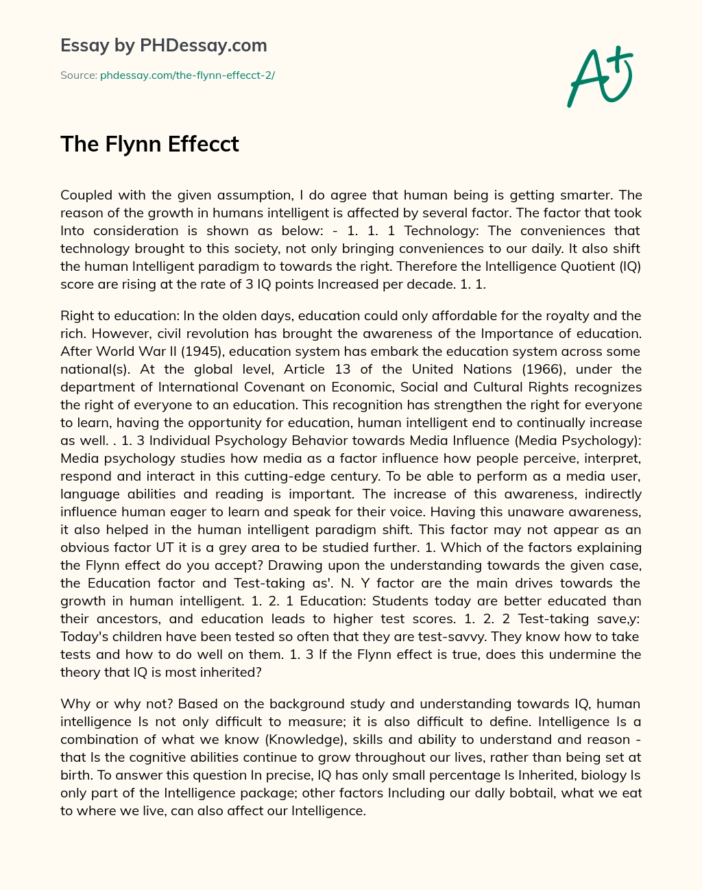 The Flynn Effecct essay