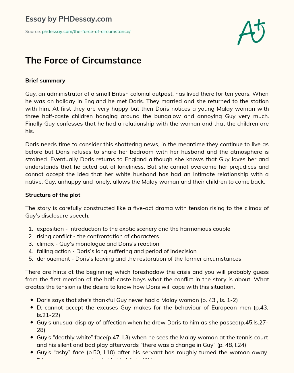 The Force of Circumstance essay