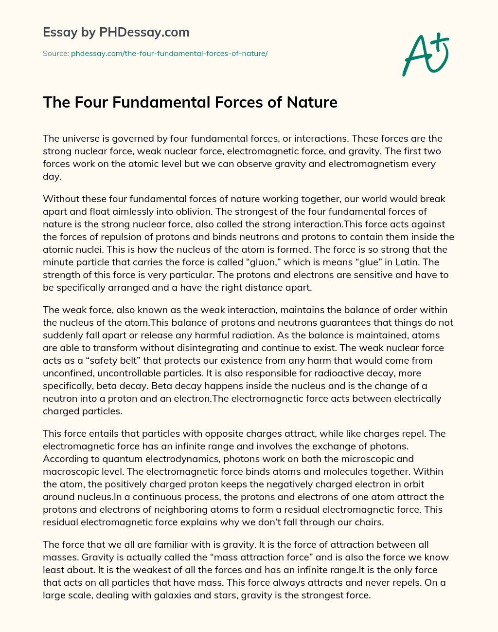 The Four Fundamental Forces of Nature essay