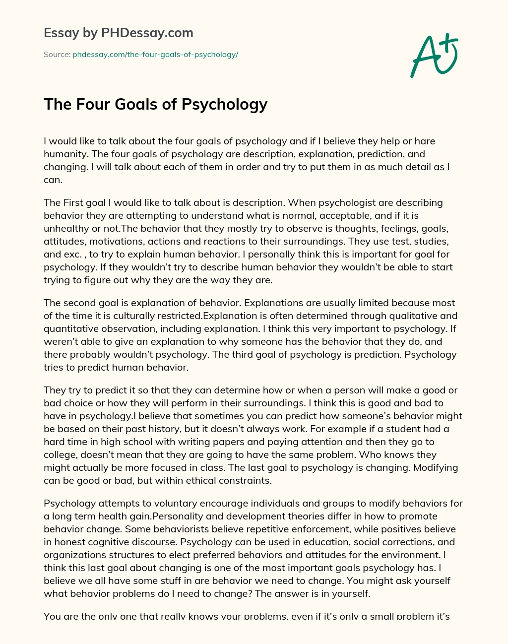 The Four Goals of Psychology essay