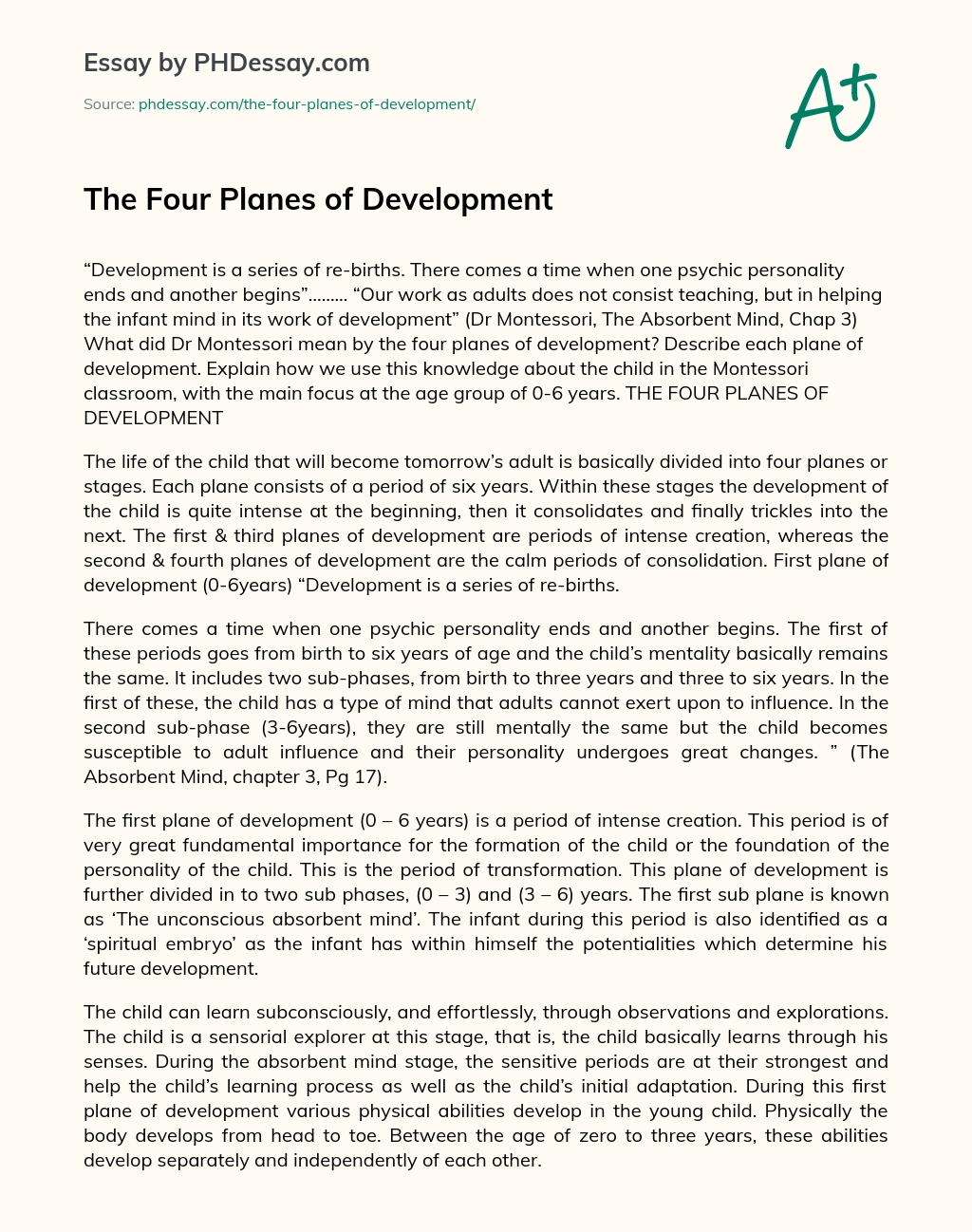 The Four Planes of Development essay