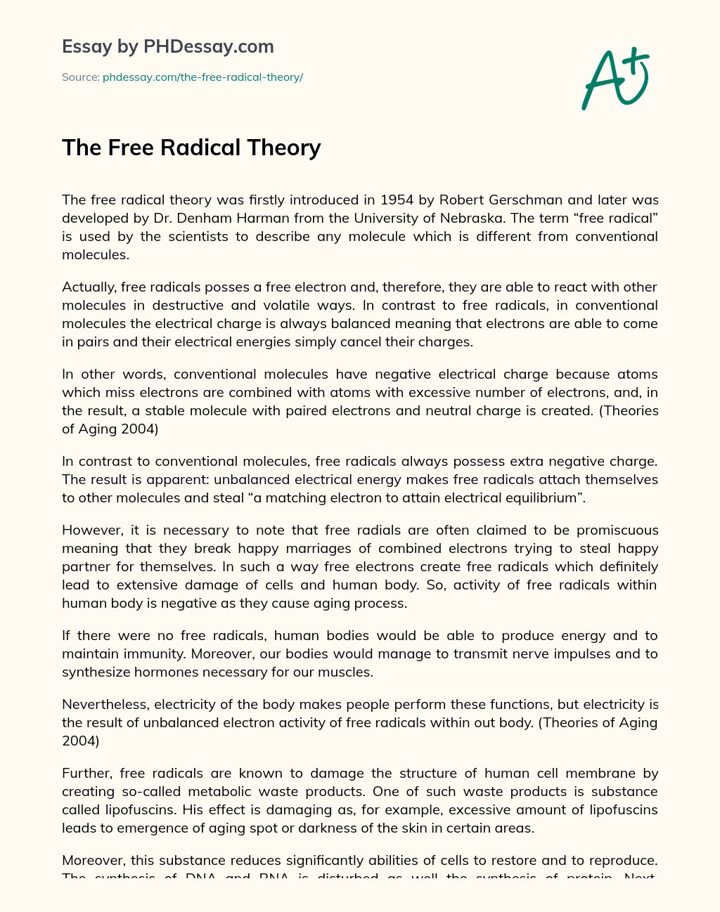 The Free Radical Theory essay