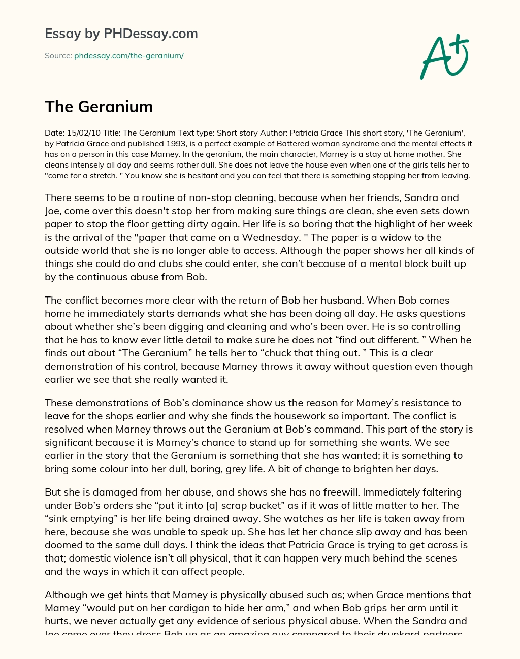 The Geranium essay