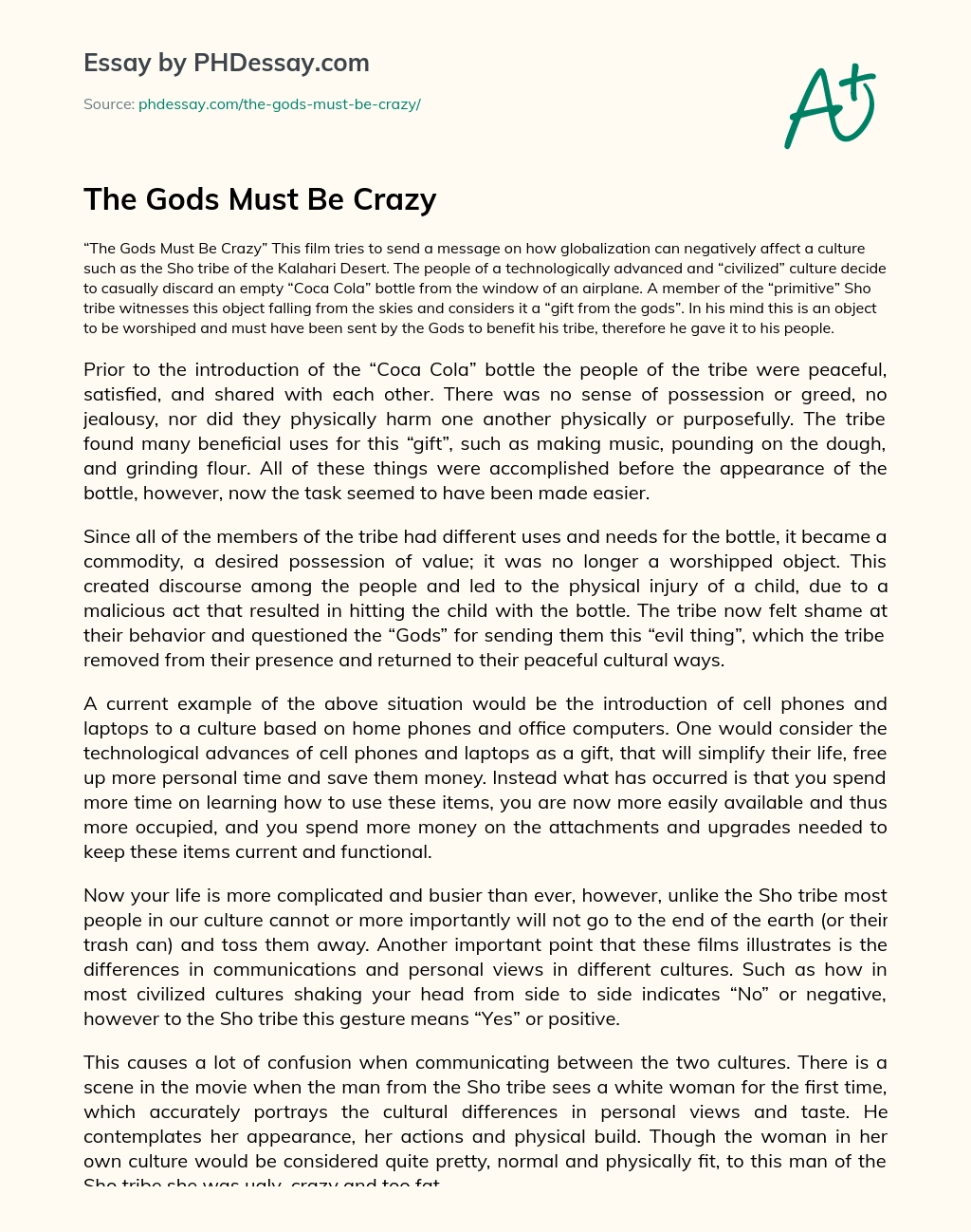 The Gods Must Be Crazy essay