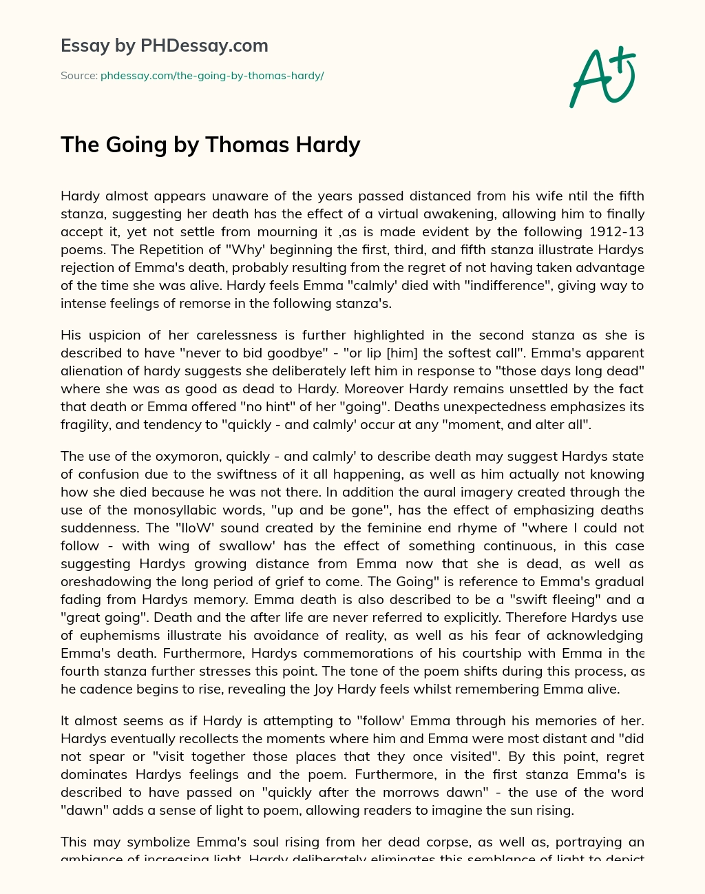 The Going by Thomas Hardy essay