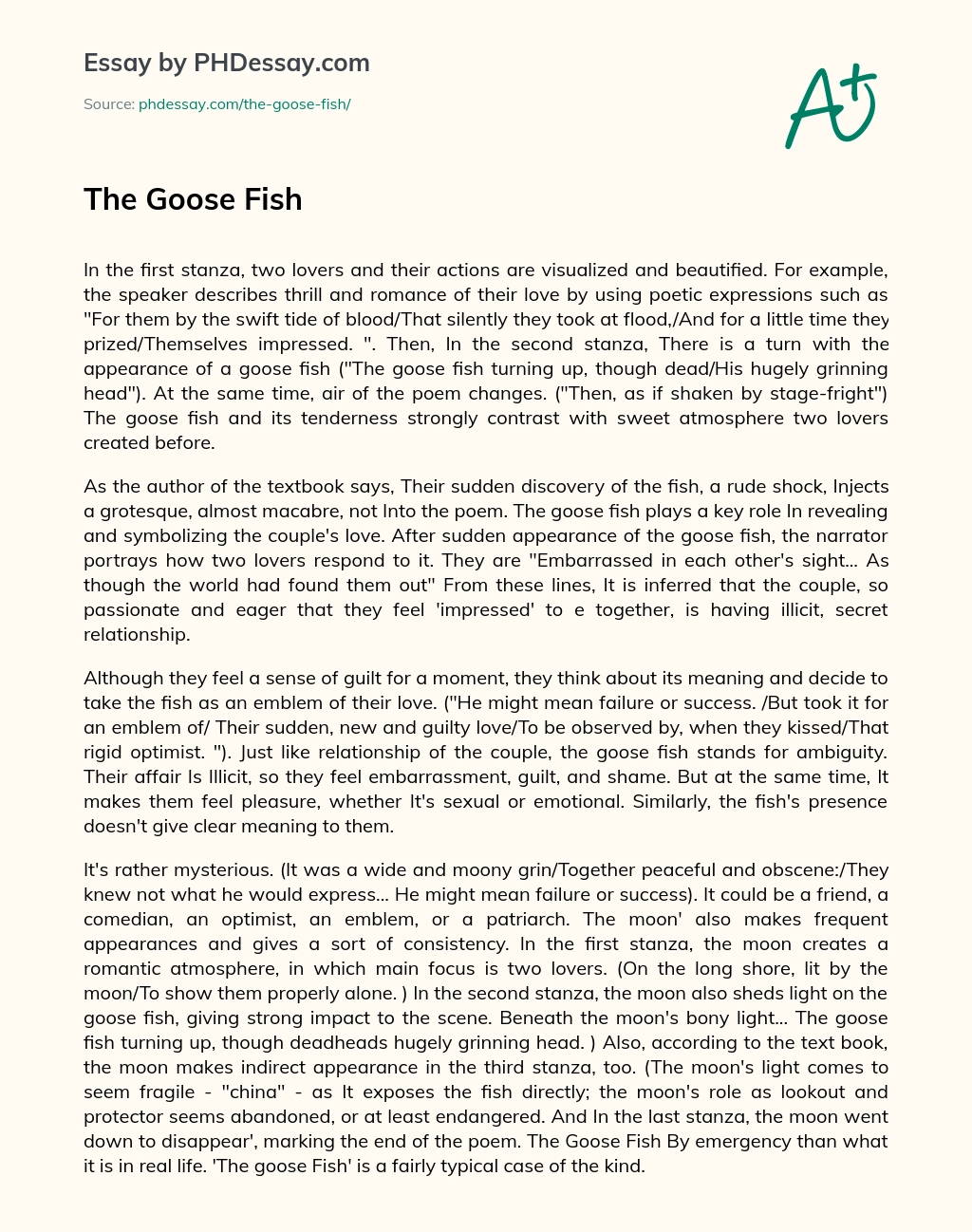 The Goose Fish essay