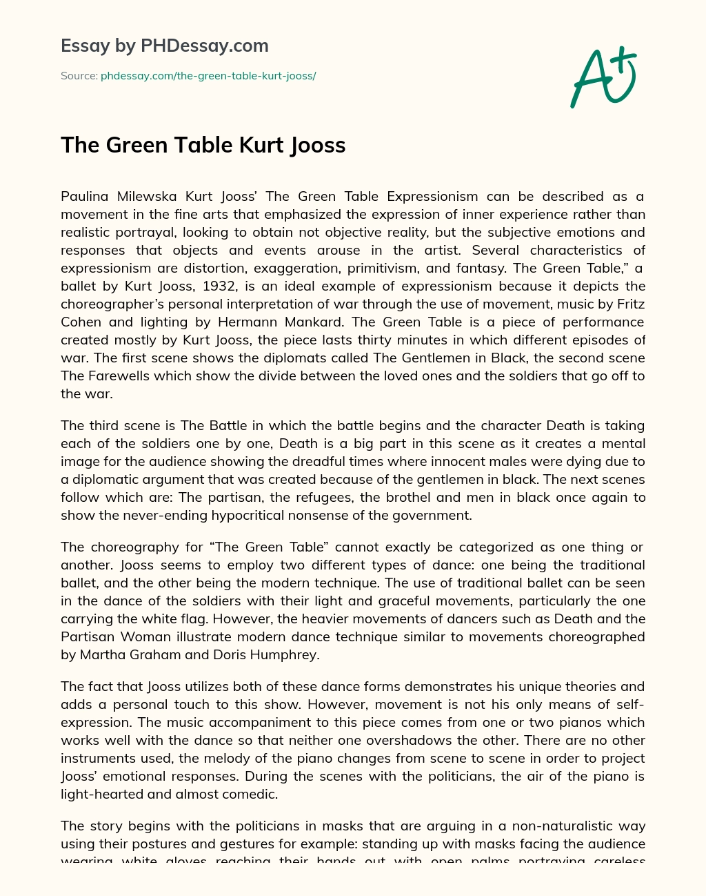 The Green Table Kurt Jooss essay