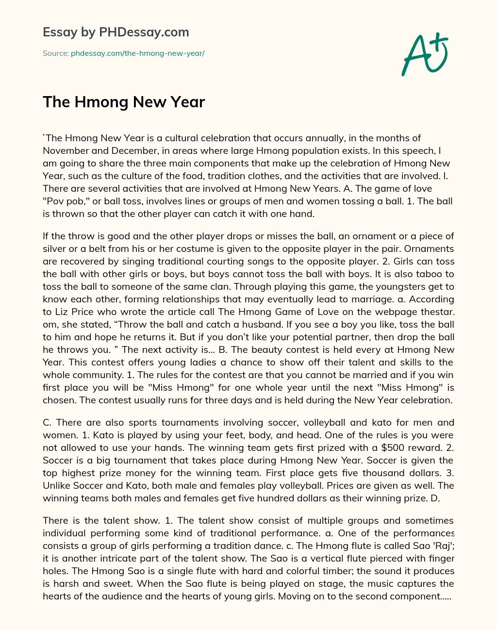 The Hmong New Year essay