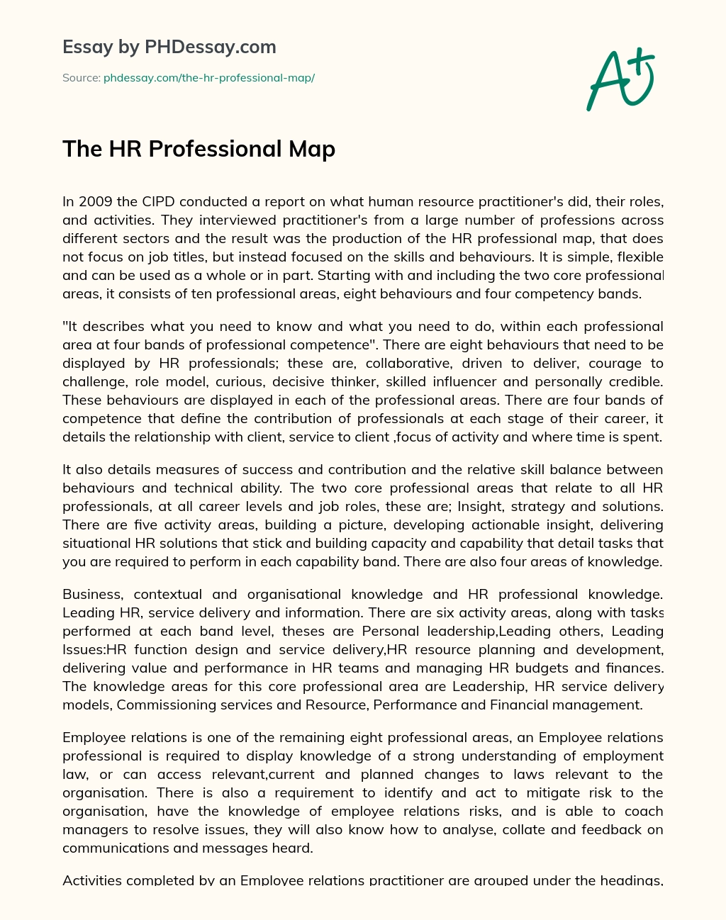 The HR Professional Map essay