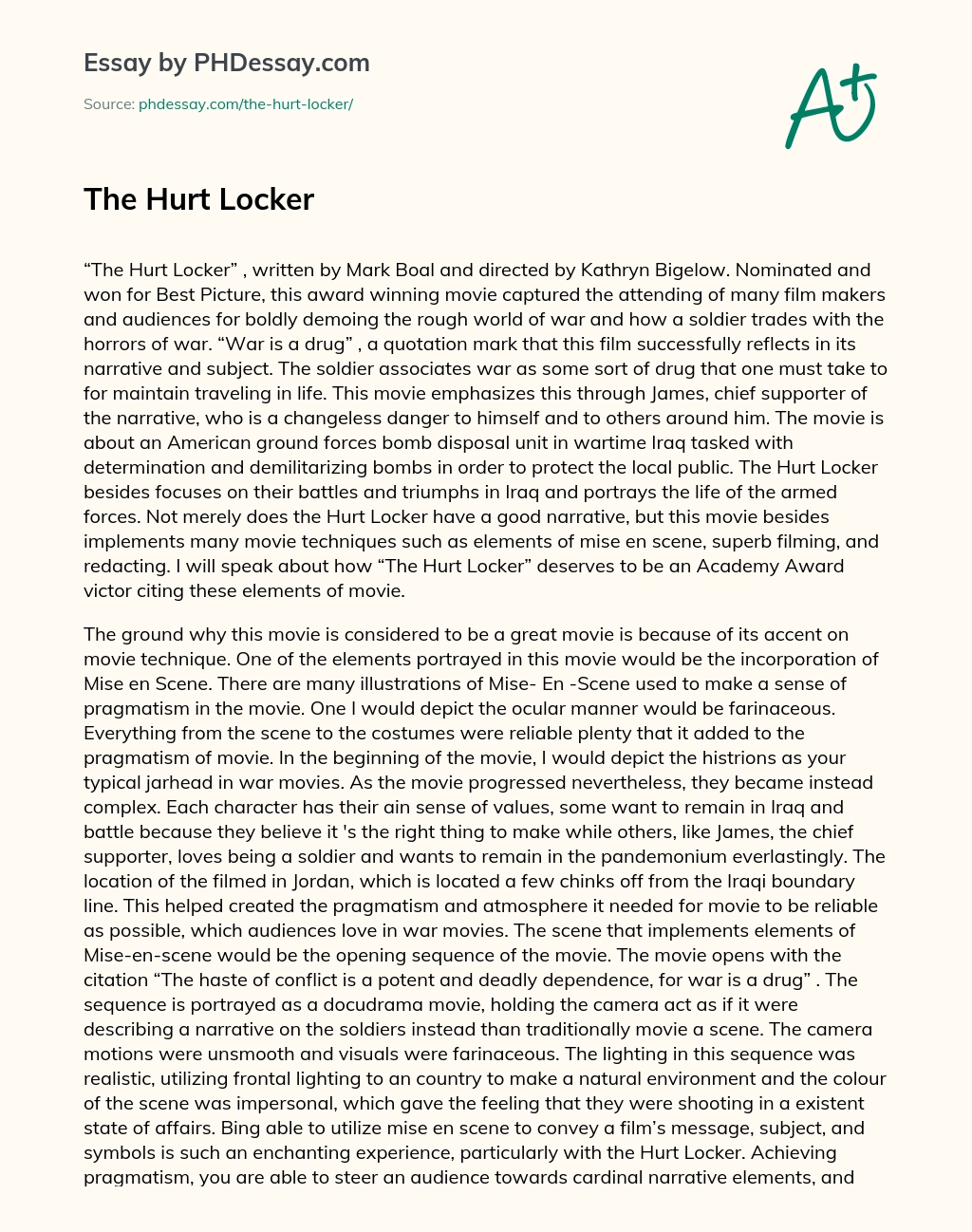 The Hurt Locker essay