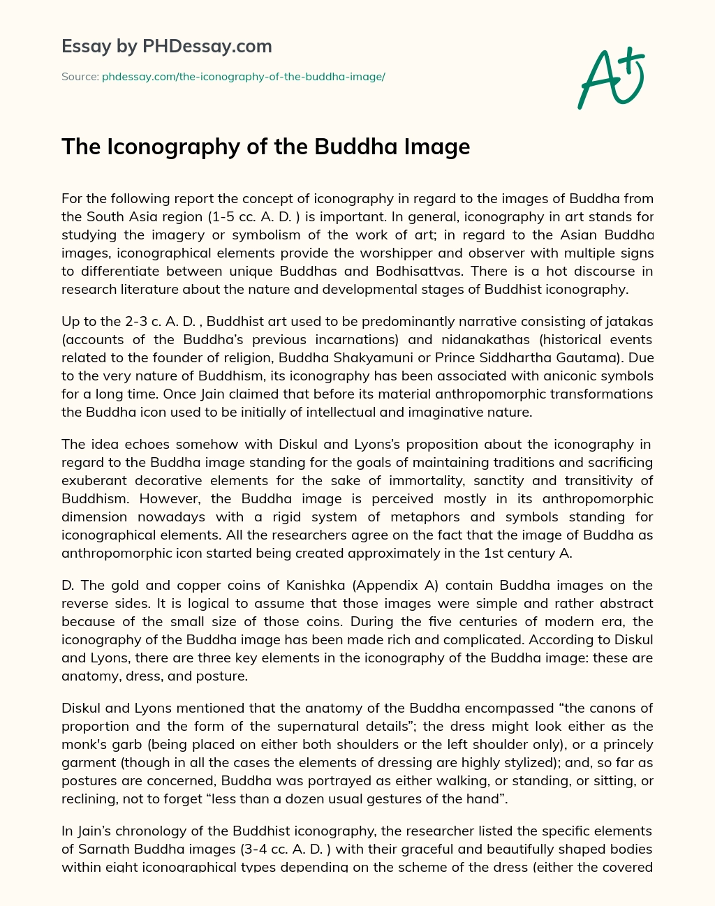 The Iconography of the Buddha Image essay