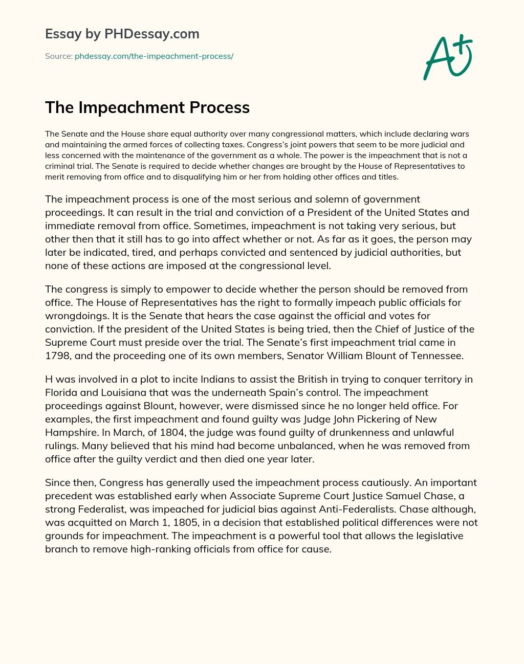 The Impeachment Process essay