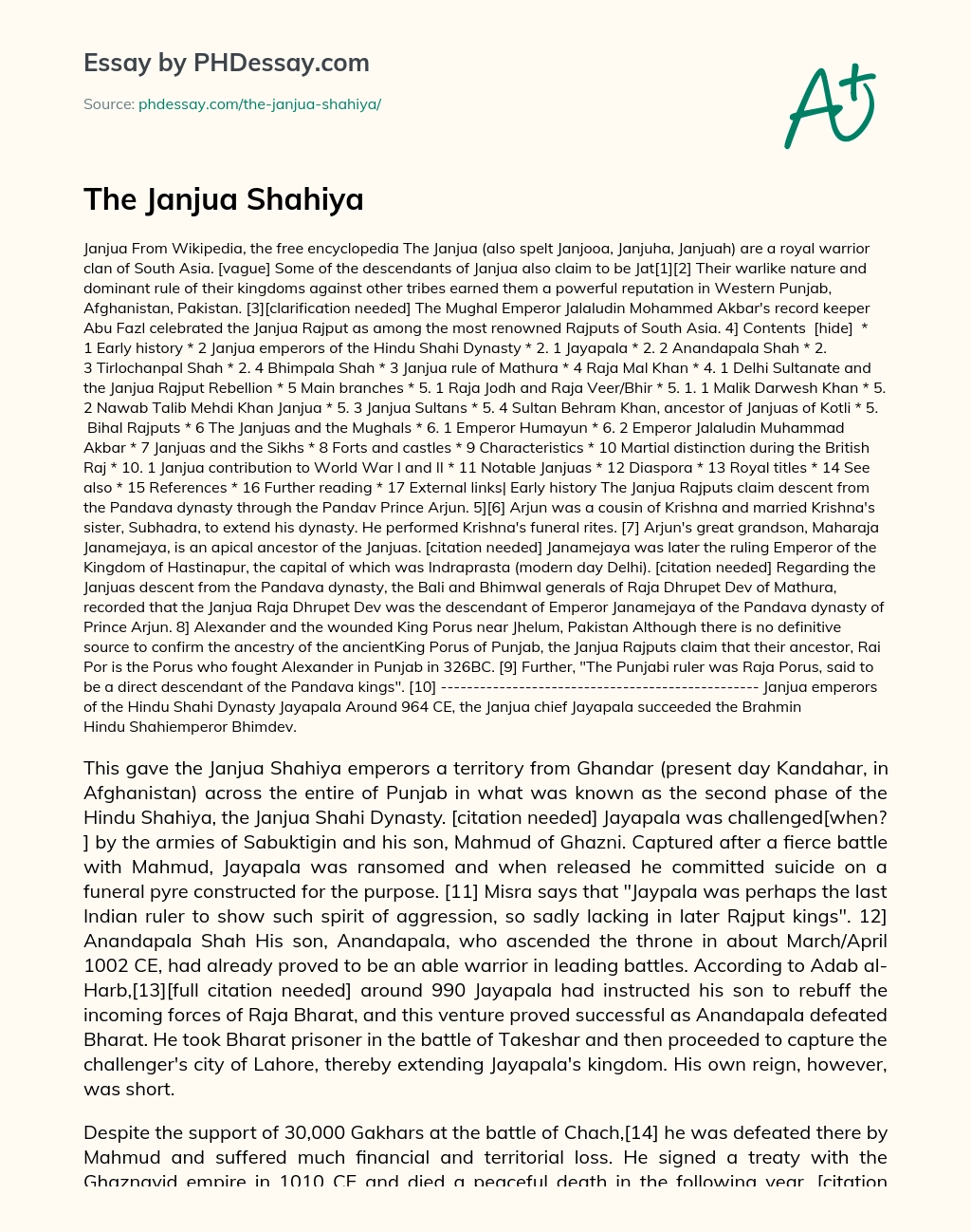 The Janjua Shahiya essay