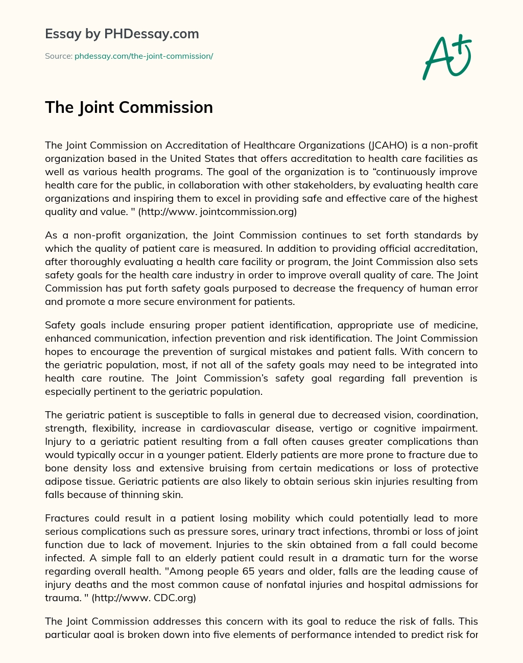 The Joint Commission essay