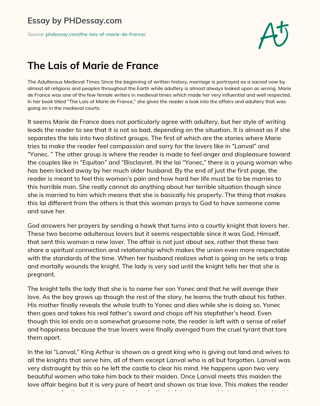 The Lais of Marie de France essay