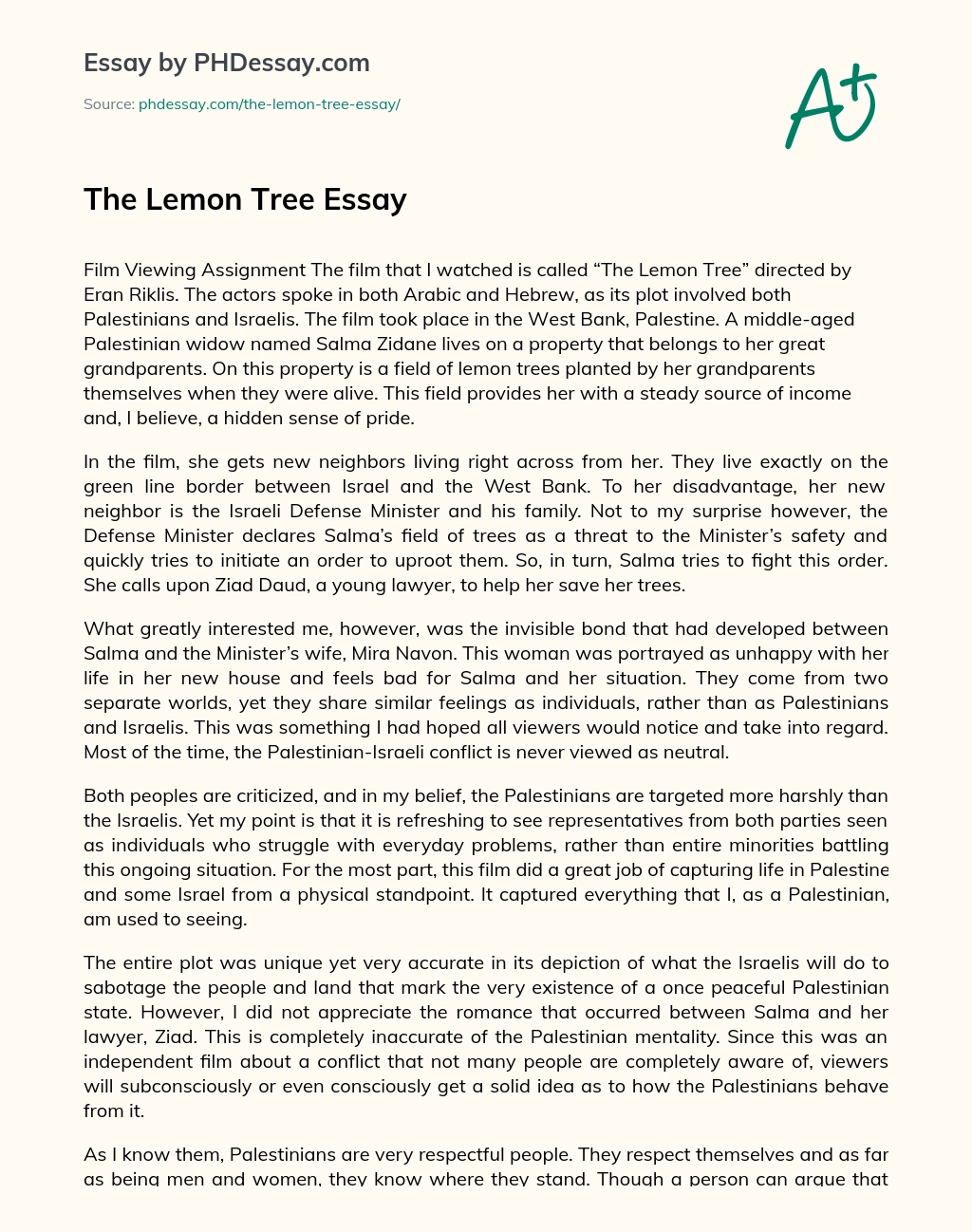 The Lemon Tree Essay essay