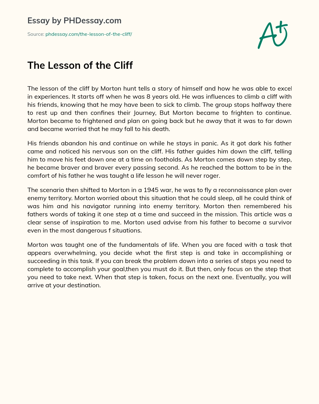 The Lesson of the Cliff essay
