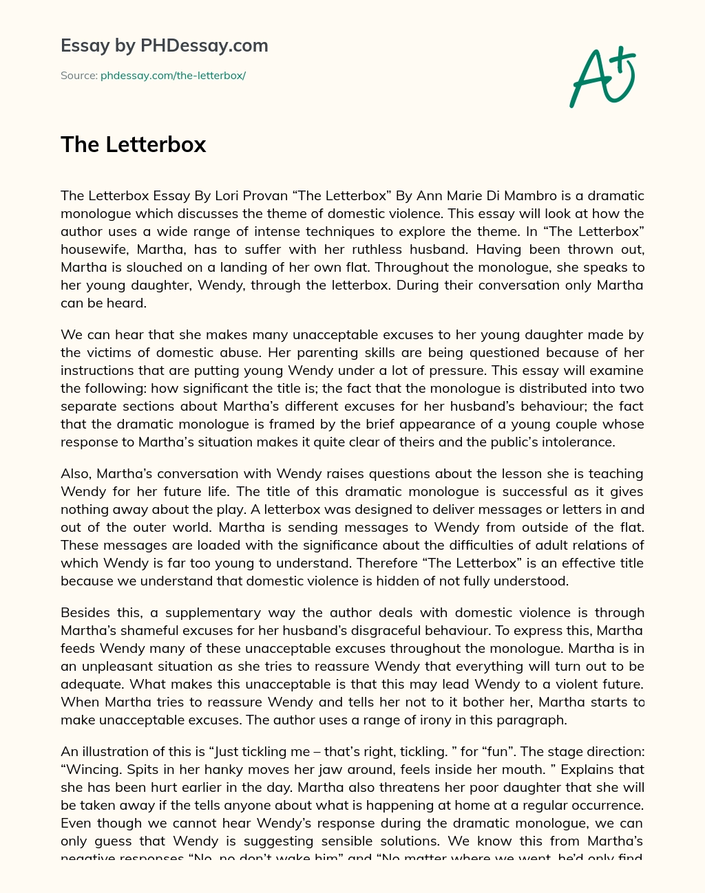 The Letterbox essay