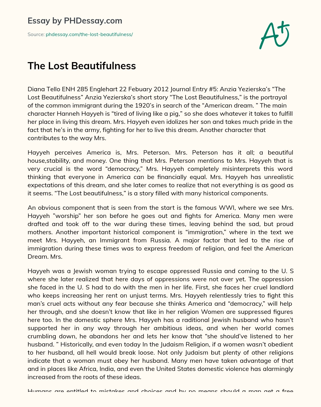 The Lost Beautifulness essay