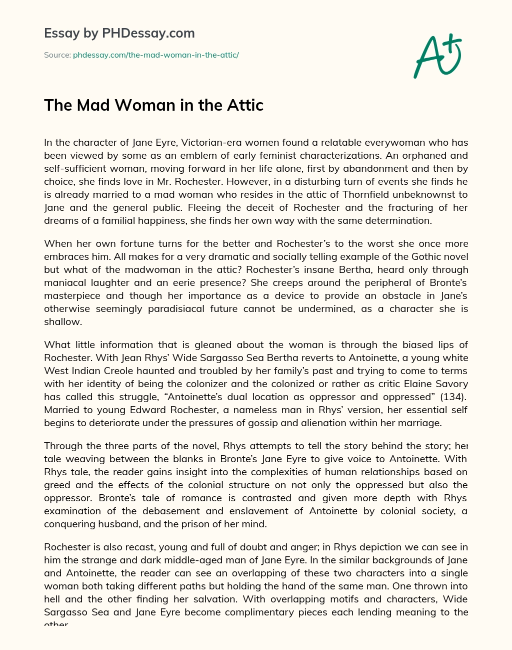 The Mad Woman in the Attic essay