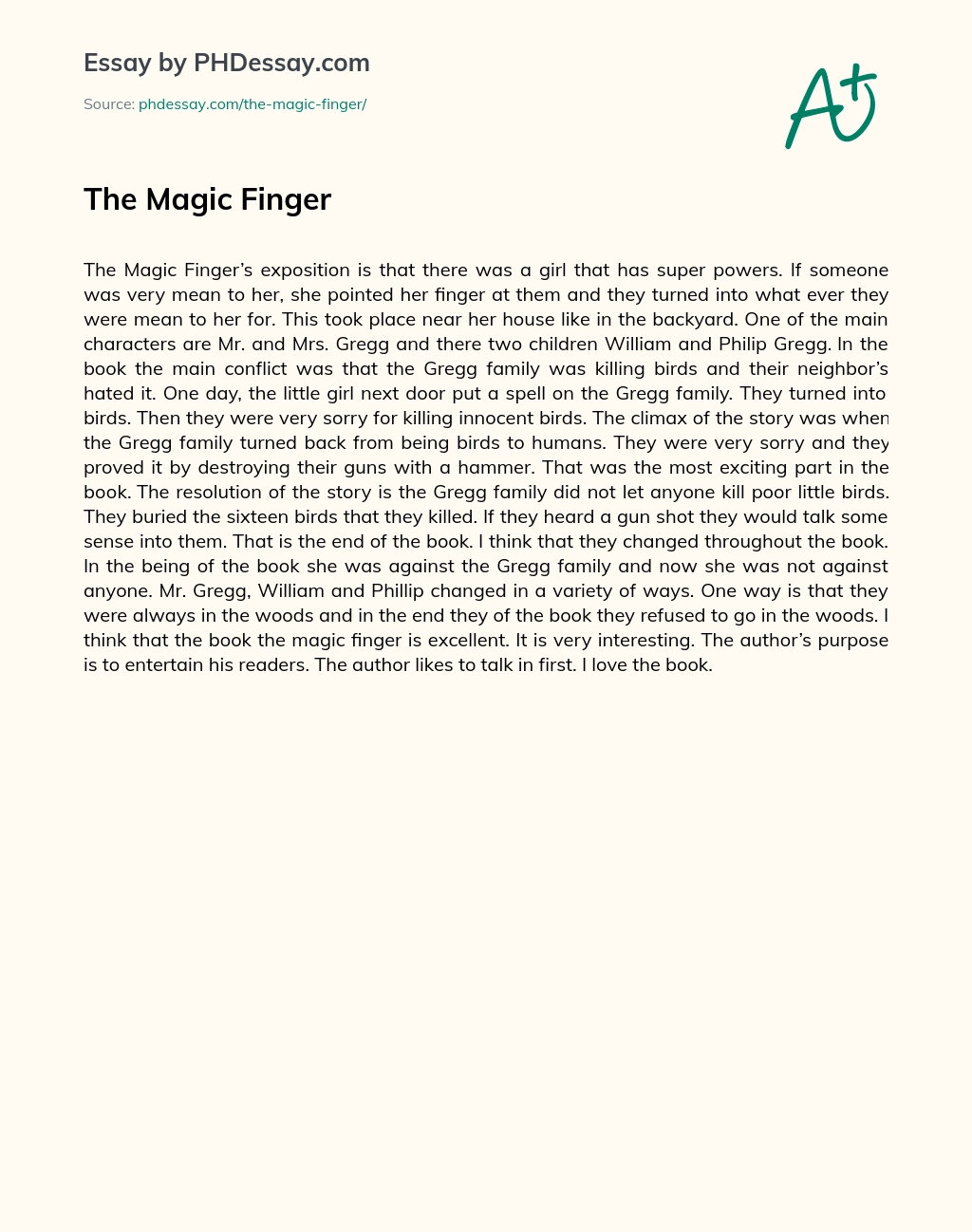 The Magic Finger essay
