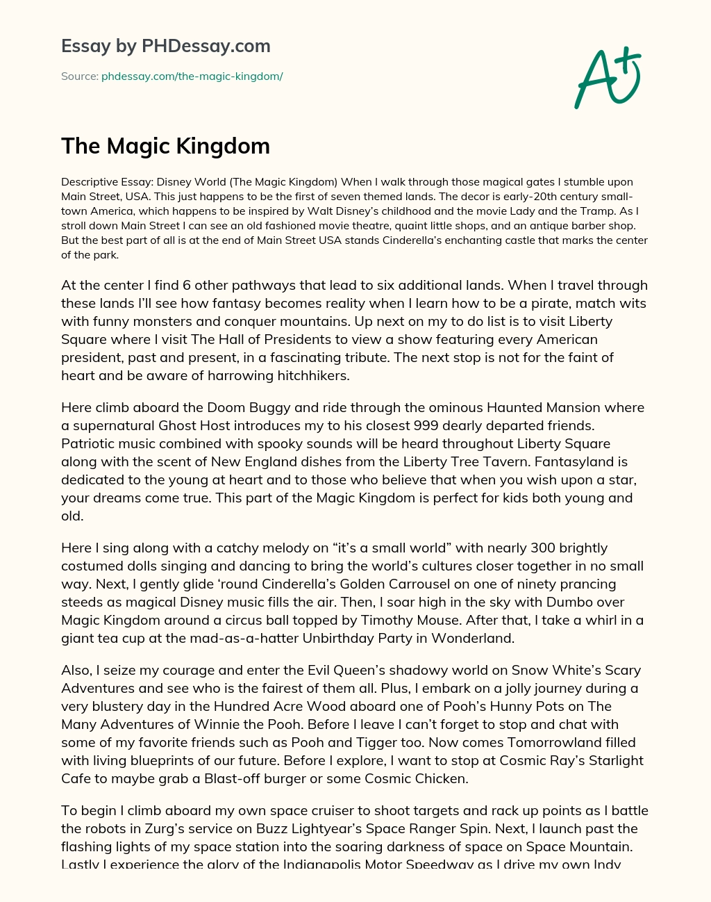 The Magic Kingdom essay