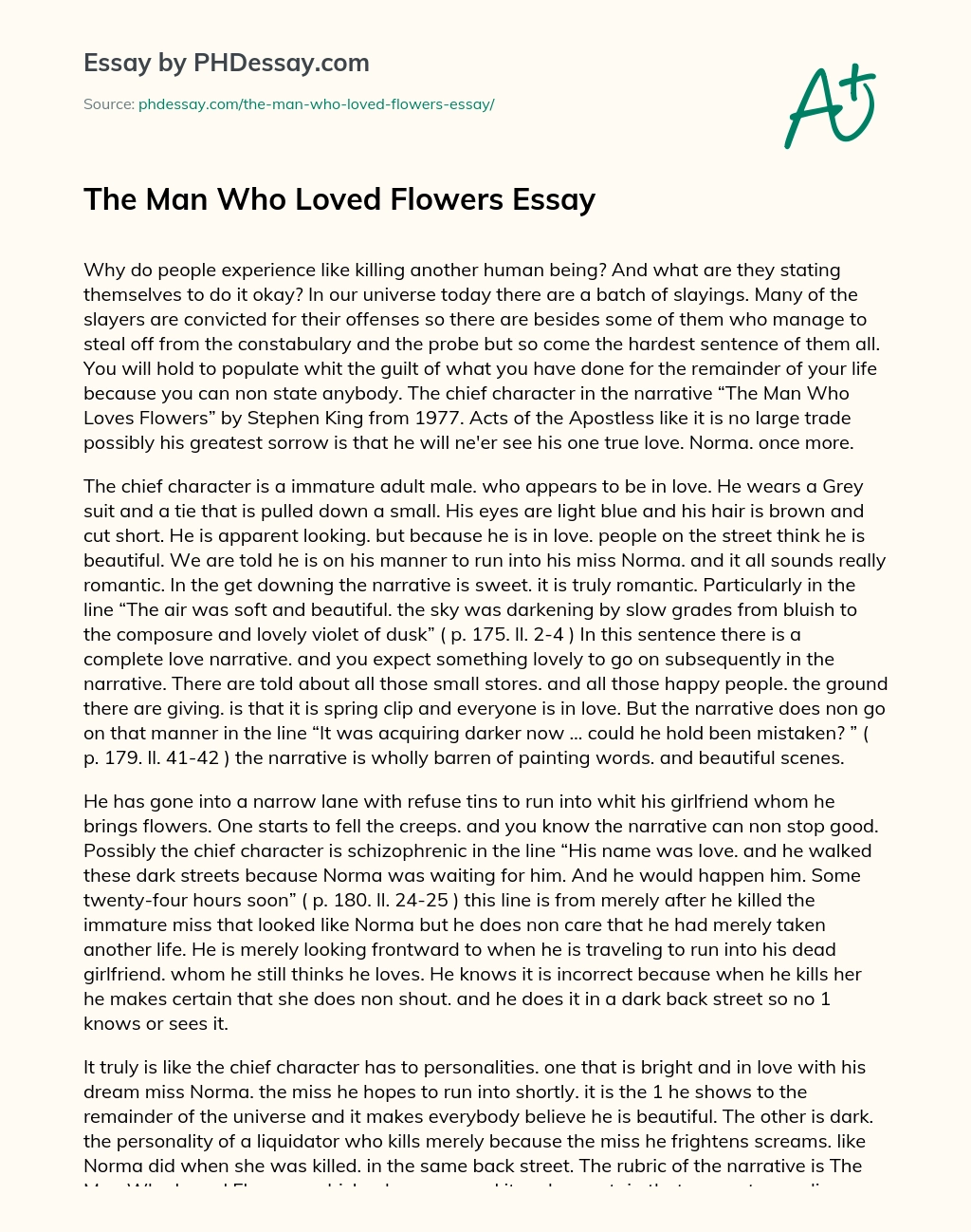 The Man Who Loved Flowers Essay essay