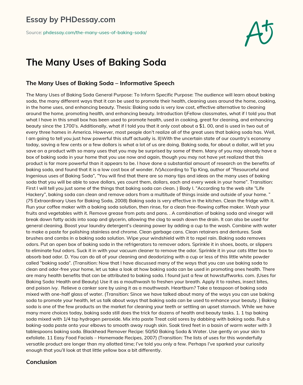 The Many Uses of Baking Soda essay