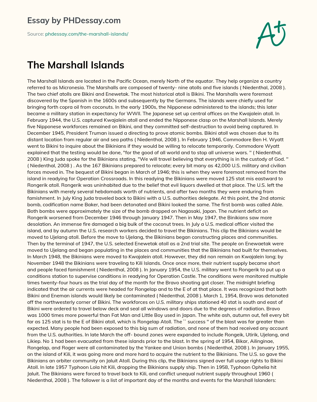 The Marshall Islands essay