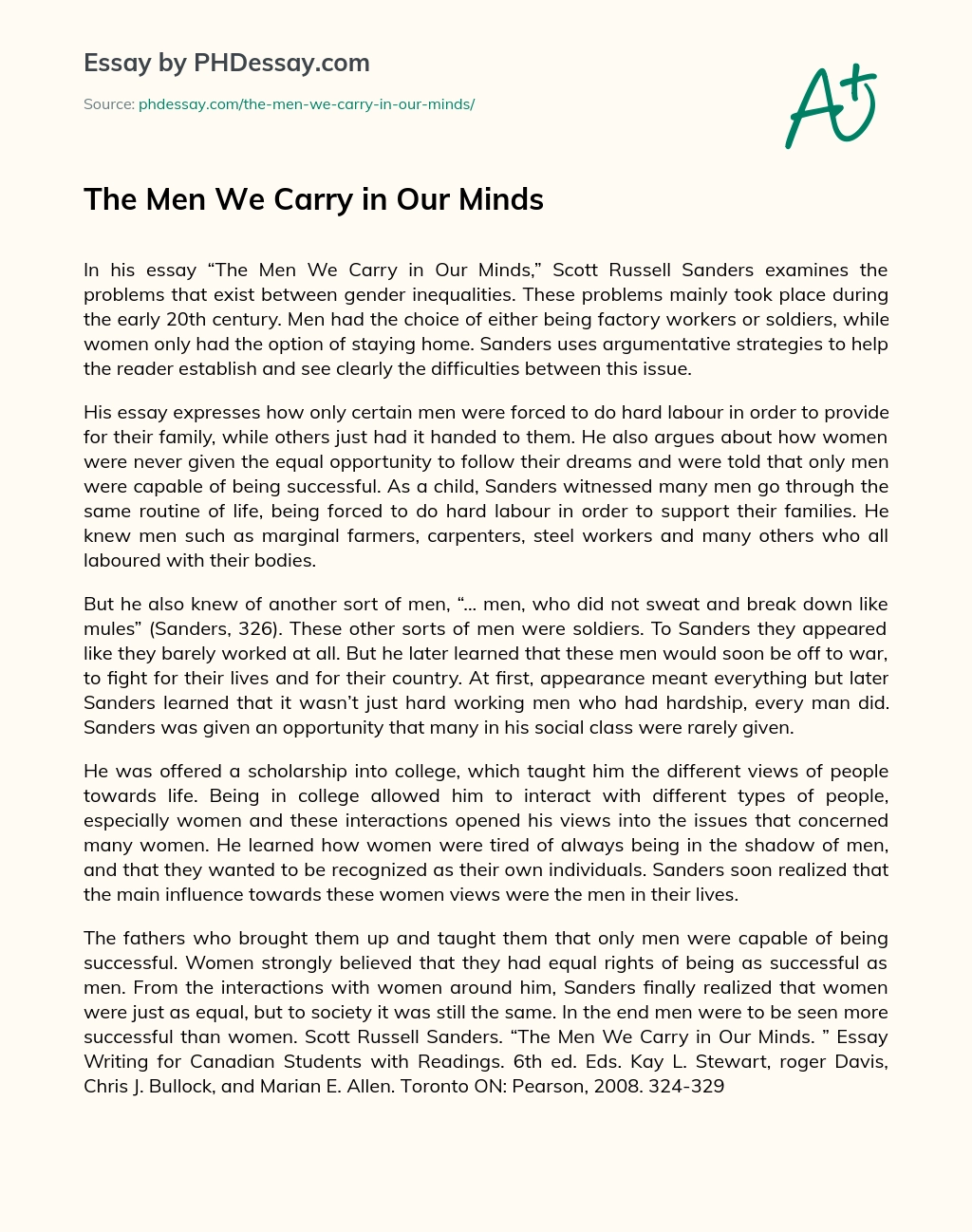 the men we carry in our minds short summary