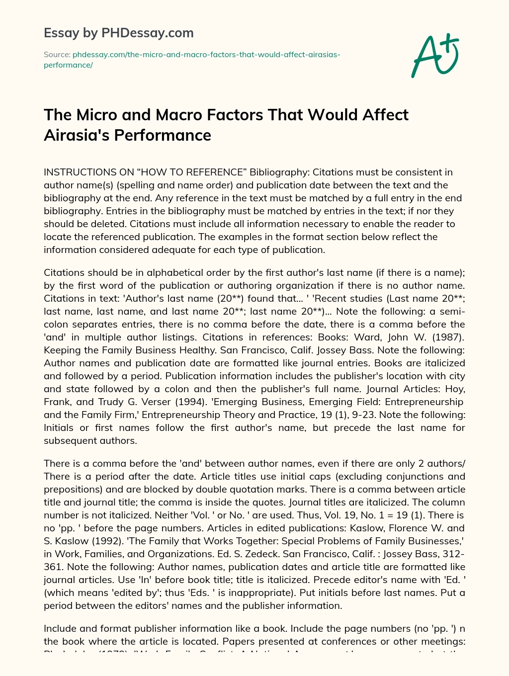The Micro and Macro Factors That Would Affect Airasia’s Performance essay