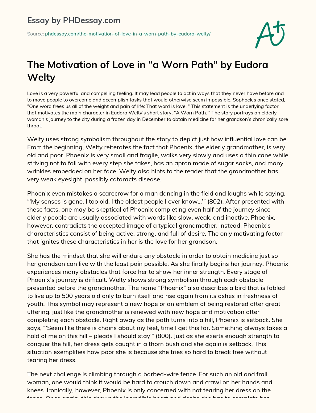 Реферат: A Worn Path By Eudora Welty Essay