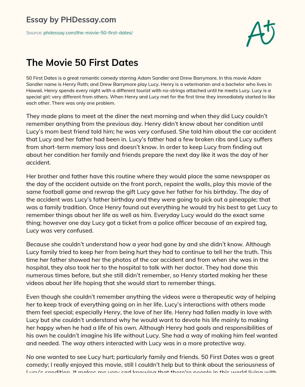 The Movie 50 First Dates essay