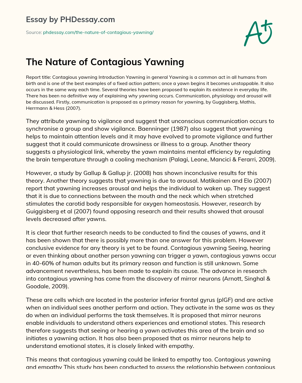The Nature of Contagious Yawning essay