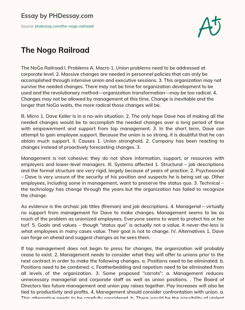 The Nogo Railroad essay