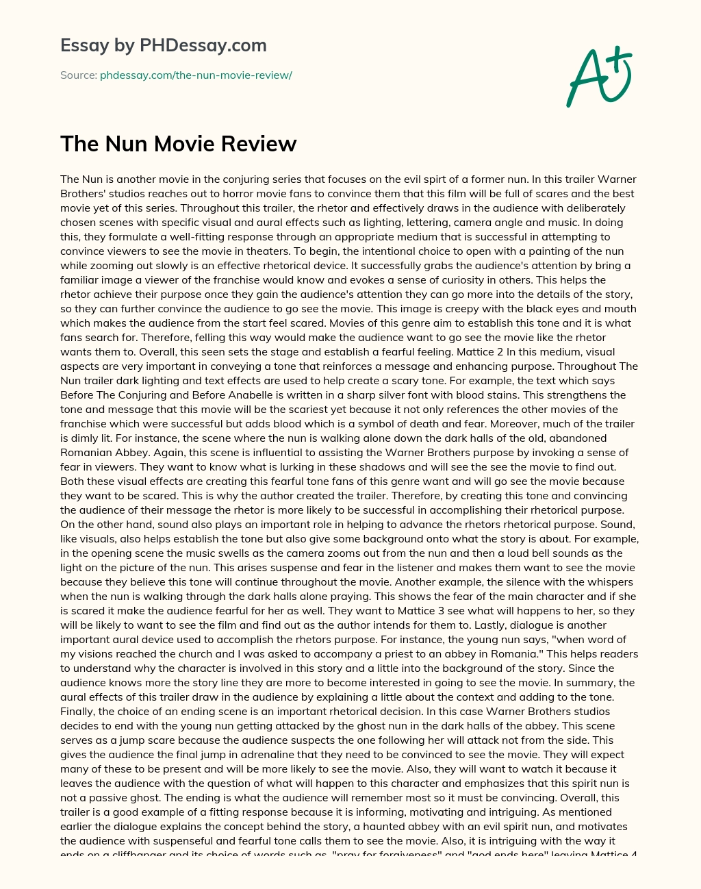 the nun movie review essay