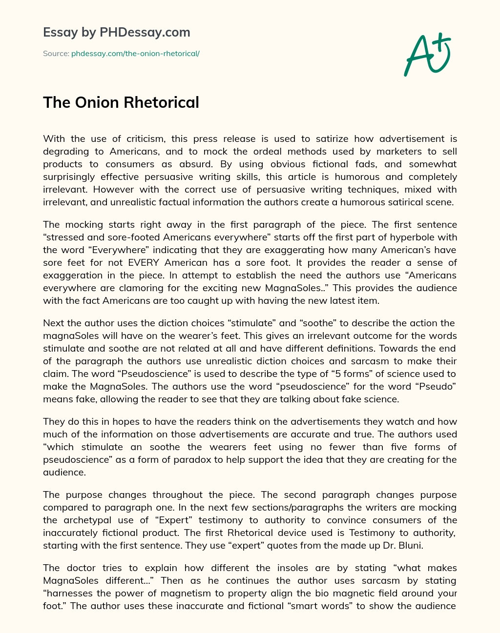 The Onion Rhetorical essay