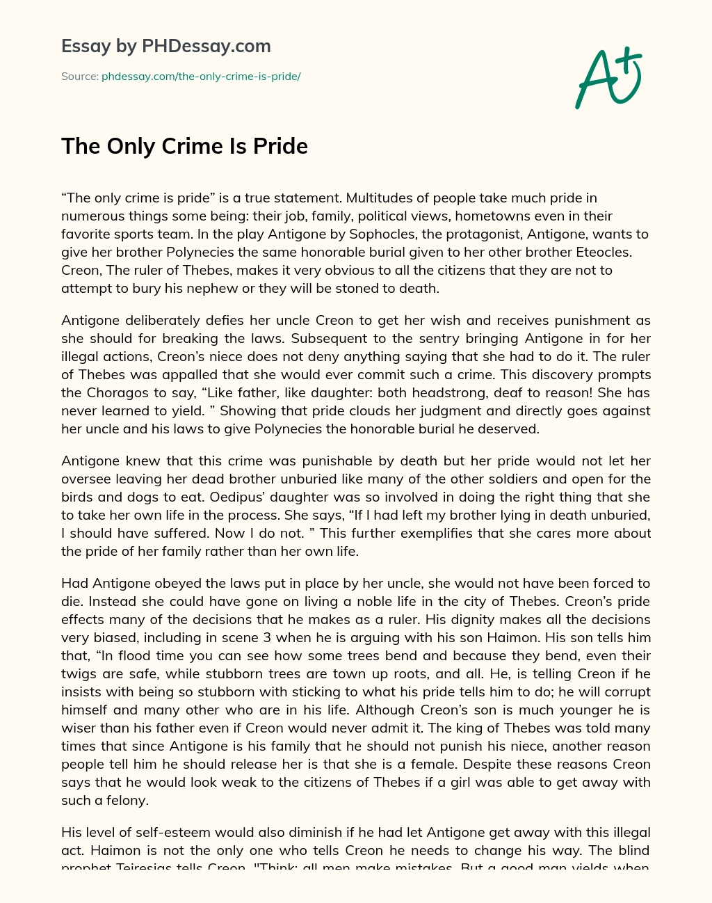 antigone pride essay