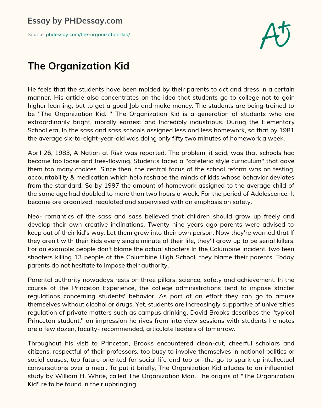 The Organization Kid essay