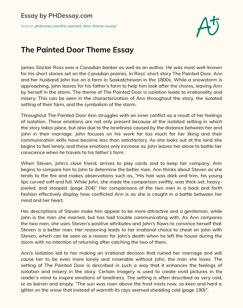 The Painted Door Theme Essay essay
