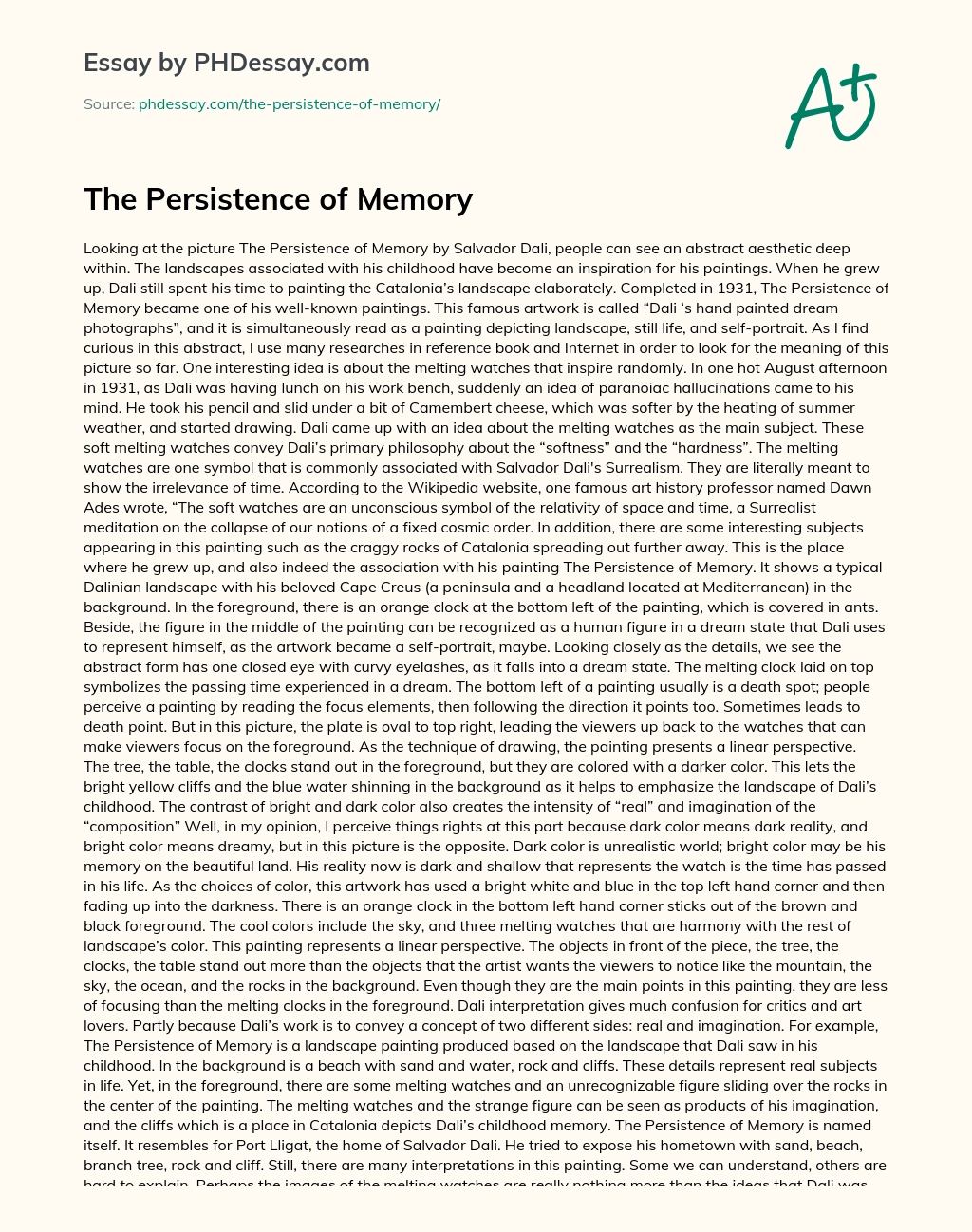 The Persistence of Memory essay