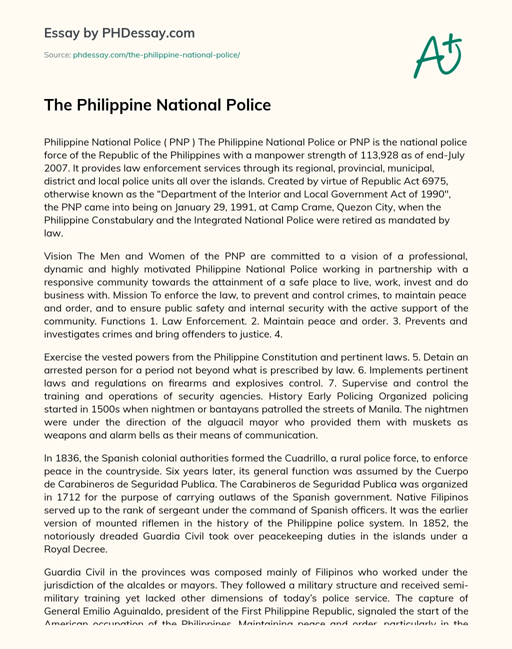 The Philippine National Police essay