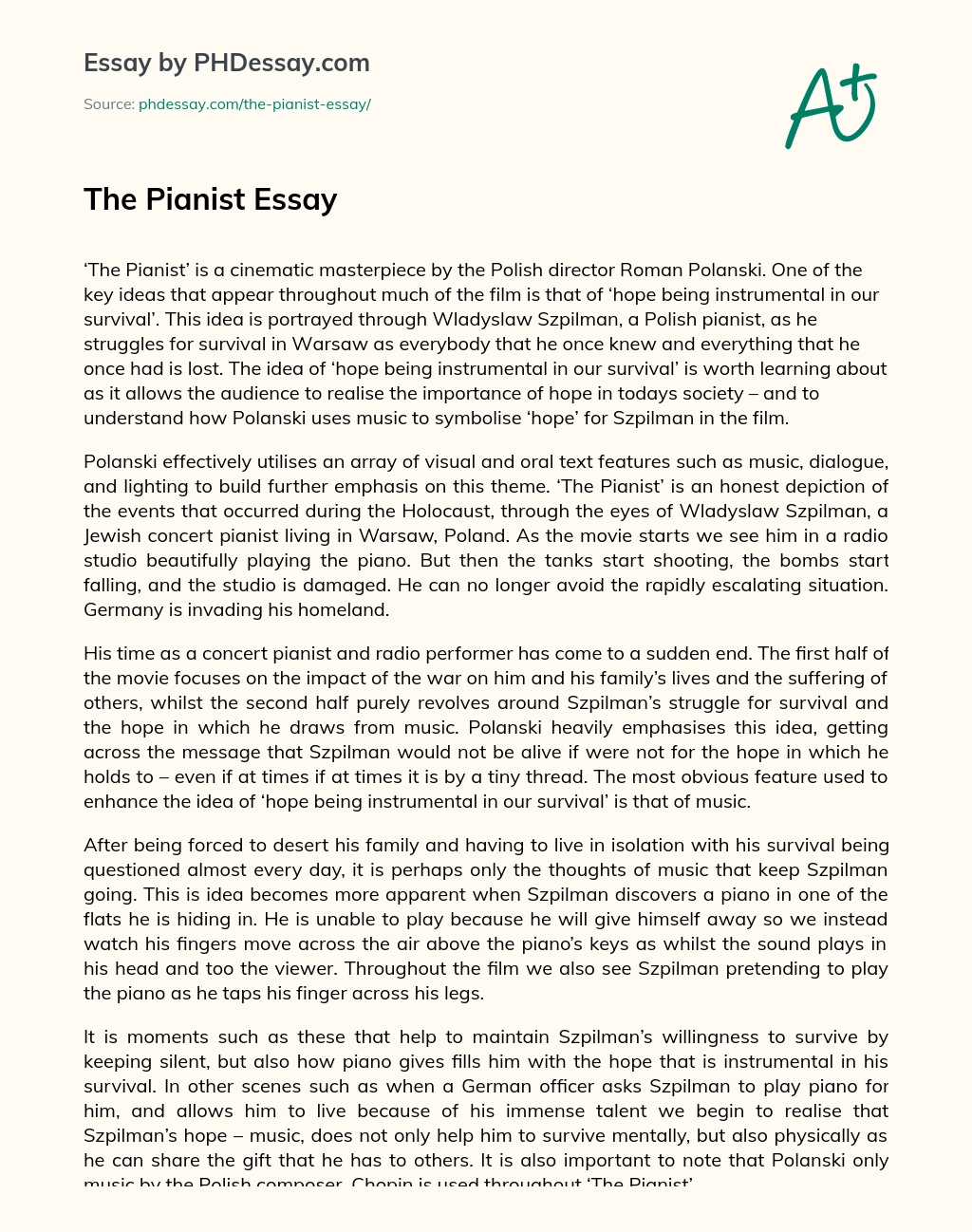 The Pianist Essay essay