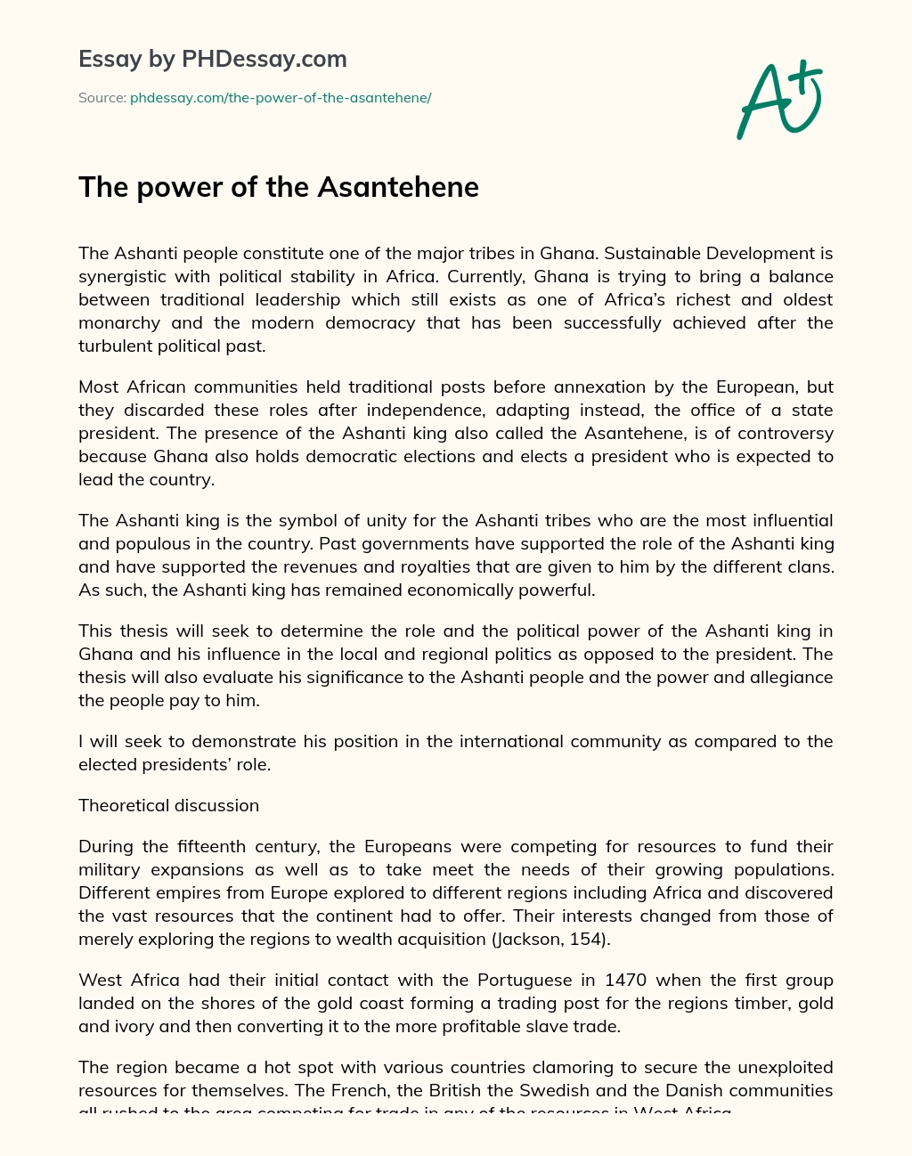 The power of the Asantehene essay