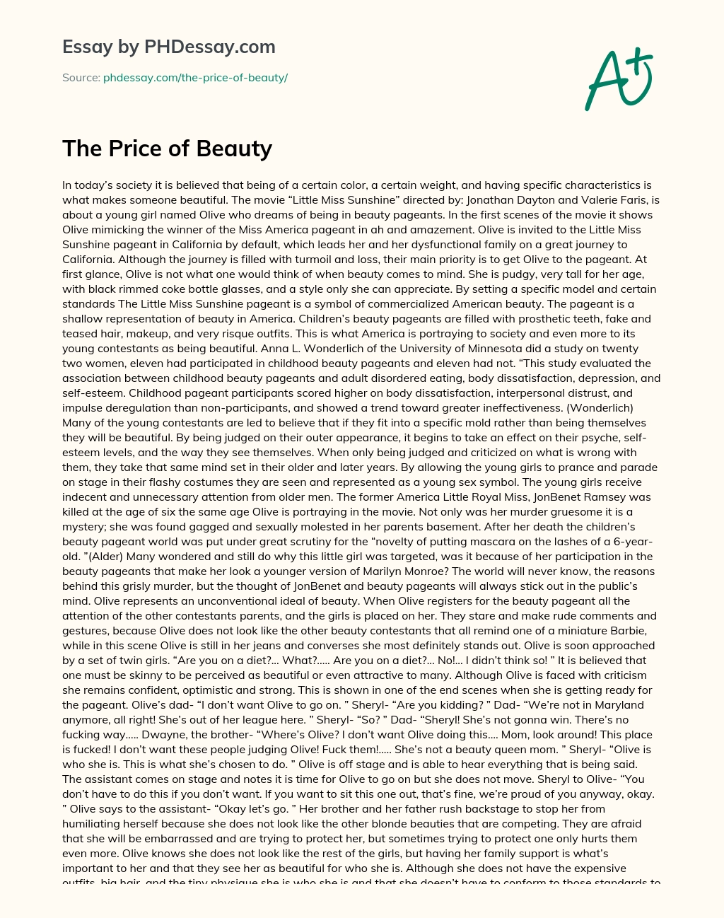 The Price of Beauty essay