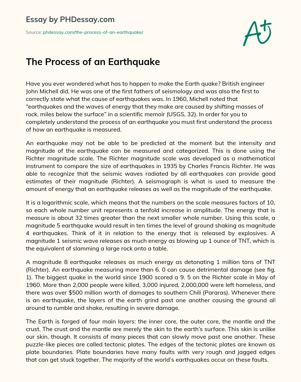 The Process of an Earthquake essay
