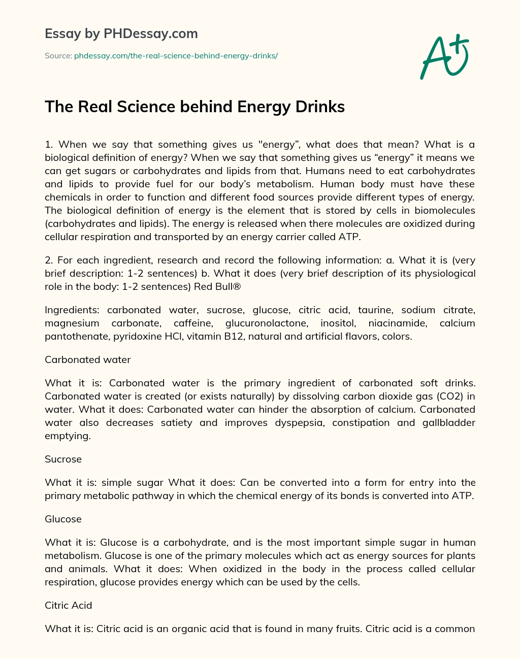 The Real Science behind Energy Drinks essay