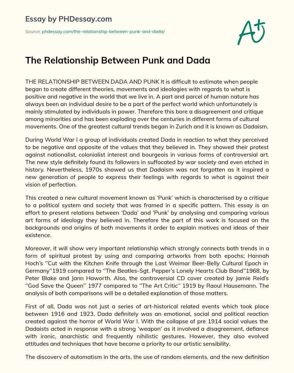 The Relationship Between Punk and Dada essay
