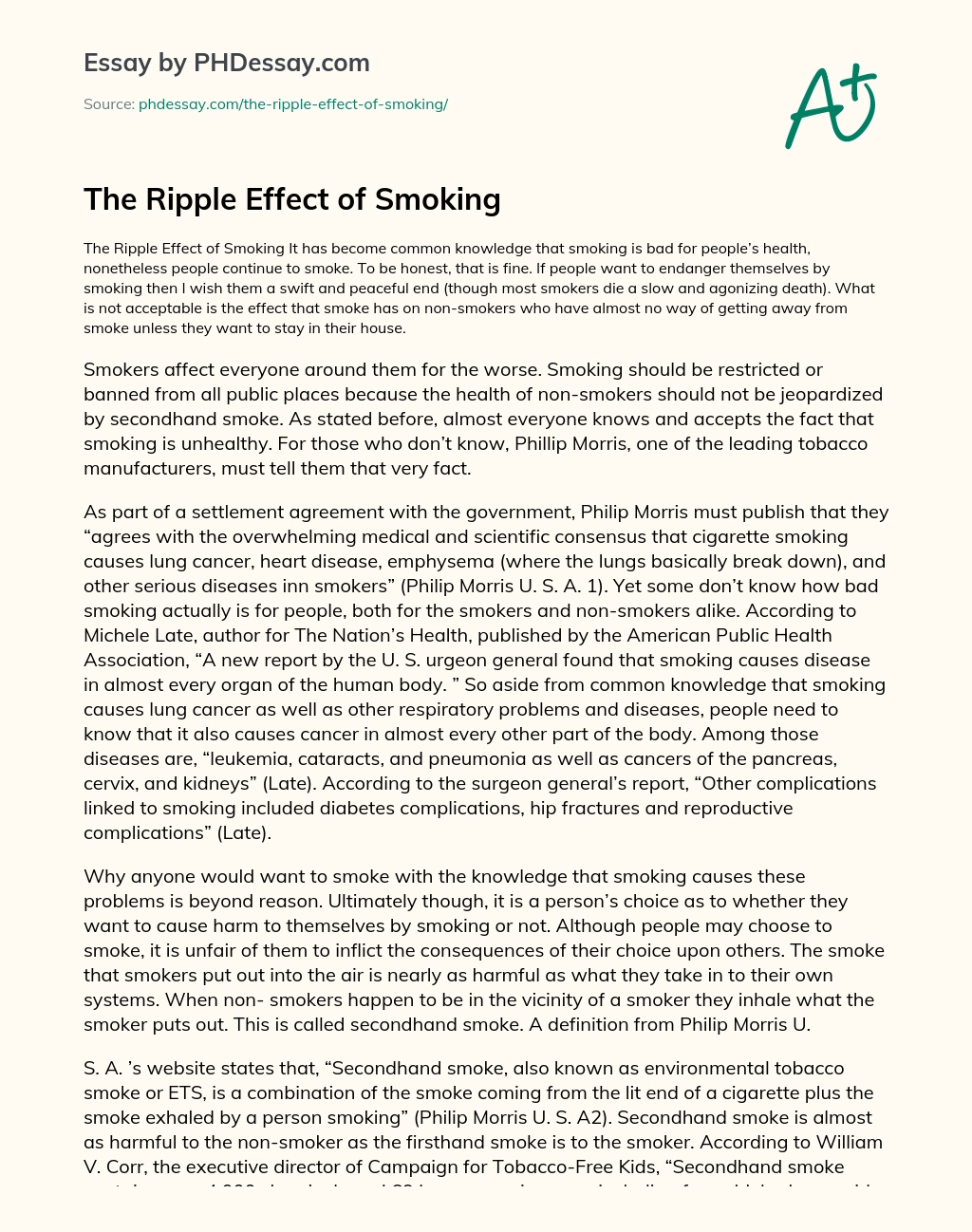 The Ripple Effect of Smoking essay