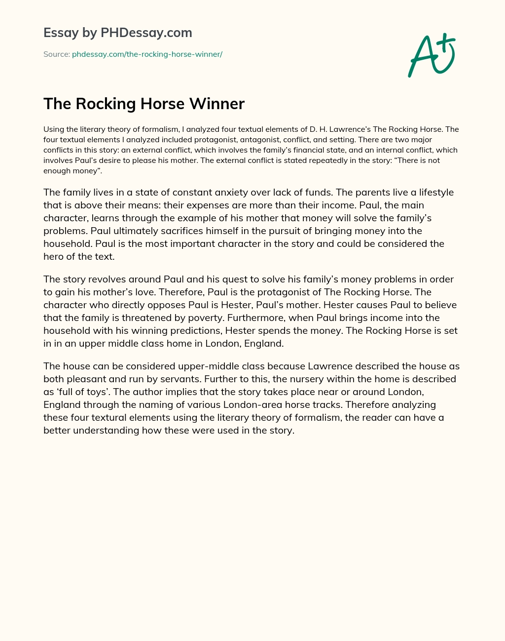 The Rocking Horse Winner essay